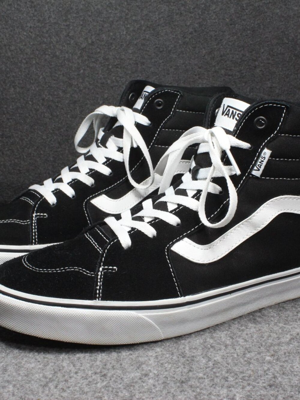 Vans Filmore Hi Sk8 Hi Skate Canvas Suede Black White Shoes Men's Size 12